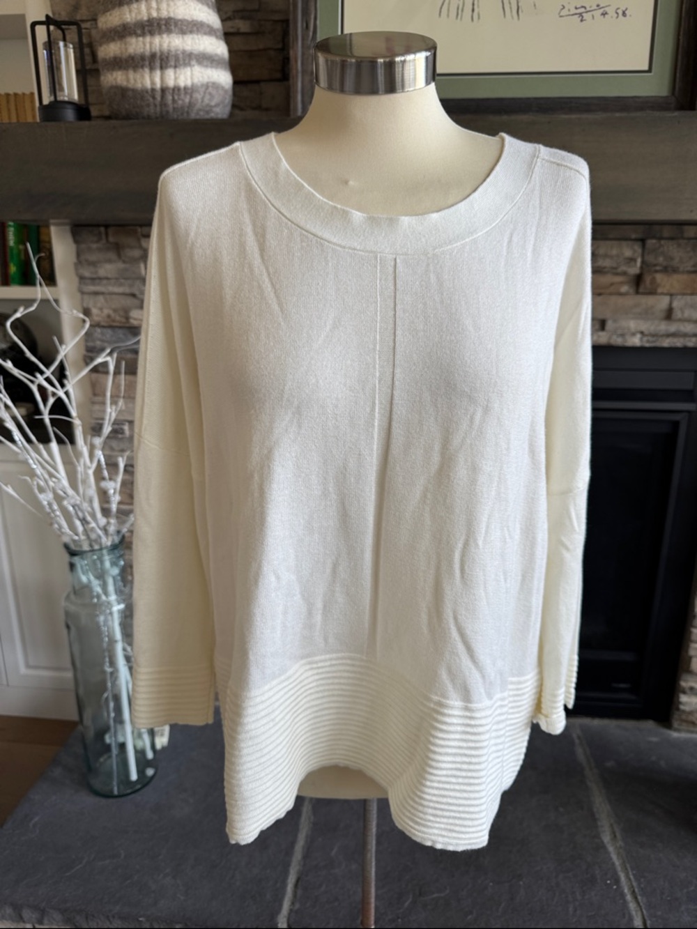 Cyrus Cream Scoop Neck Lightweight Knit Sweater